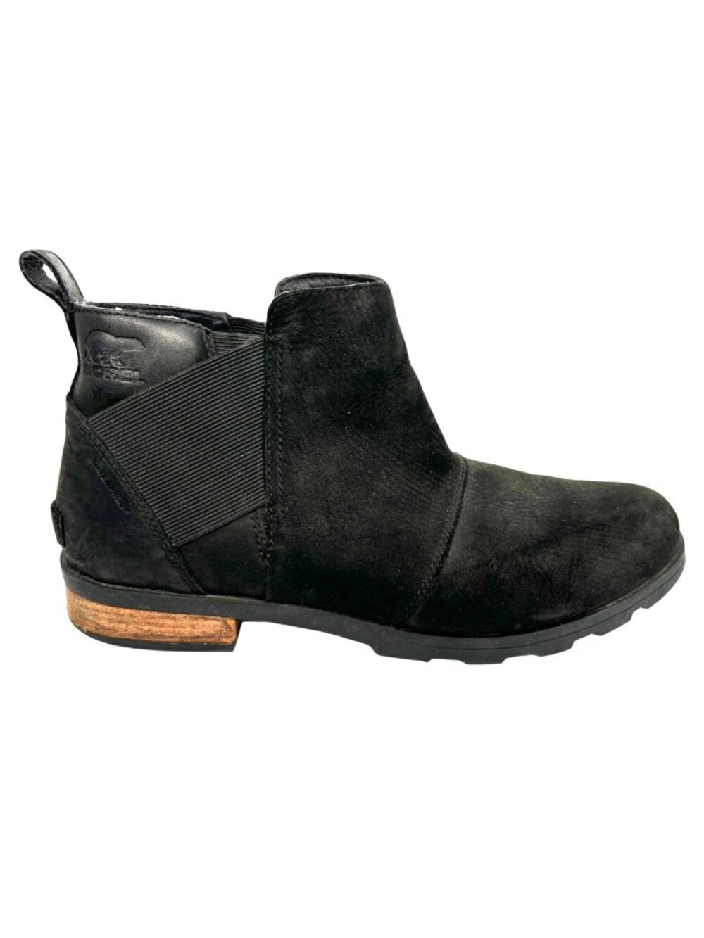 Sorel Emelie Black Leather Chelsea Ankle Boots Size 11 Waterproof Comfort